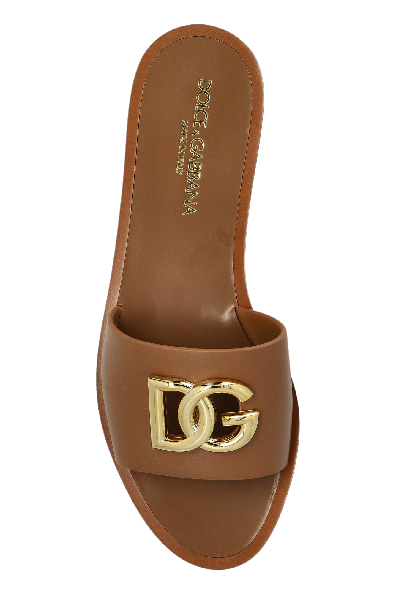Dolce & Gabbana Leather slides with logo-shaped appliqué